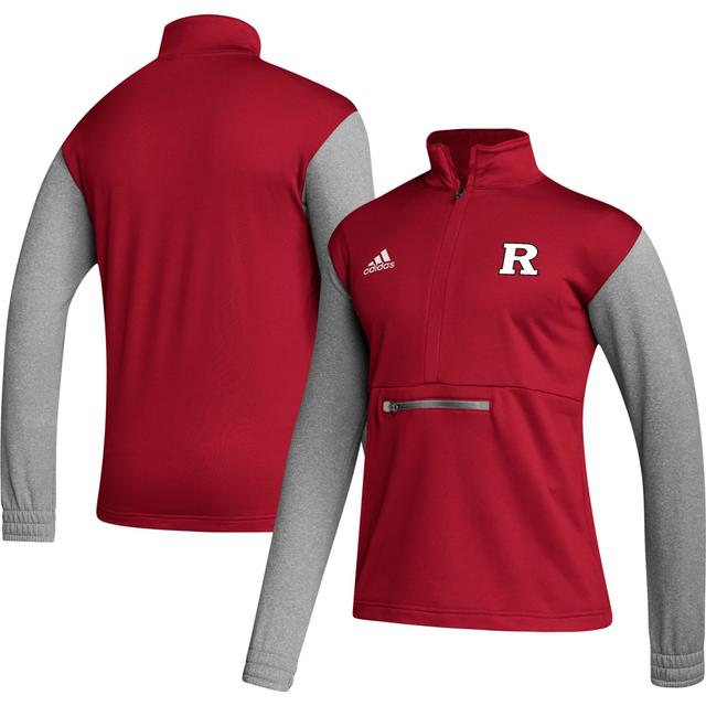 Mens adidas Scarlet/Heathered Gray Rutgers Scarlet Knights Team AEROREADY Half-Zip Top Product Image