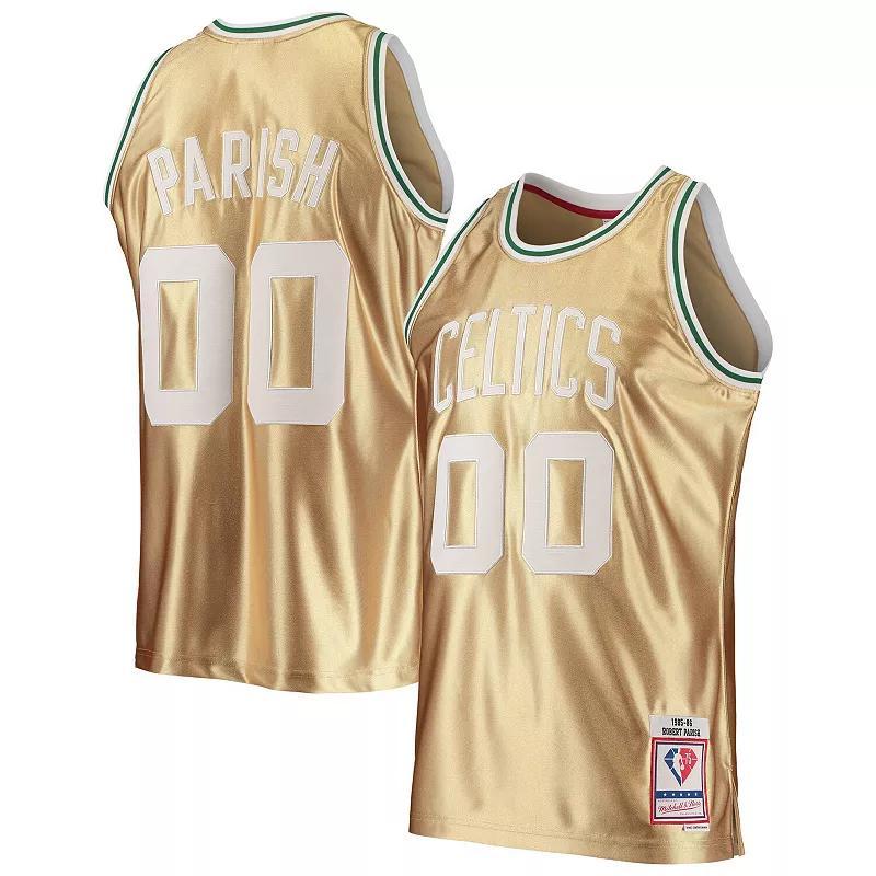 Mens Mitchell & Ness Robert Parish Boston Celtics 75th Anniversary 1985-86 Hardwood Classics Swingman Jersey Product Image