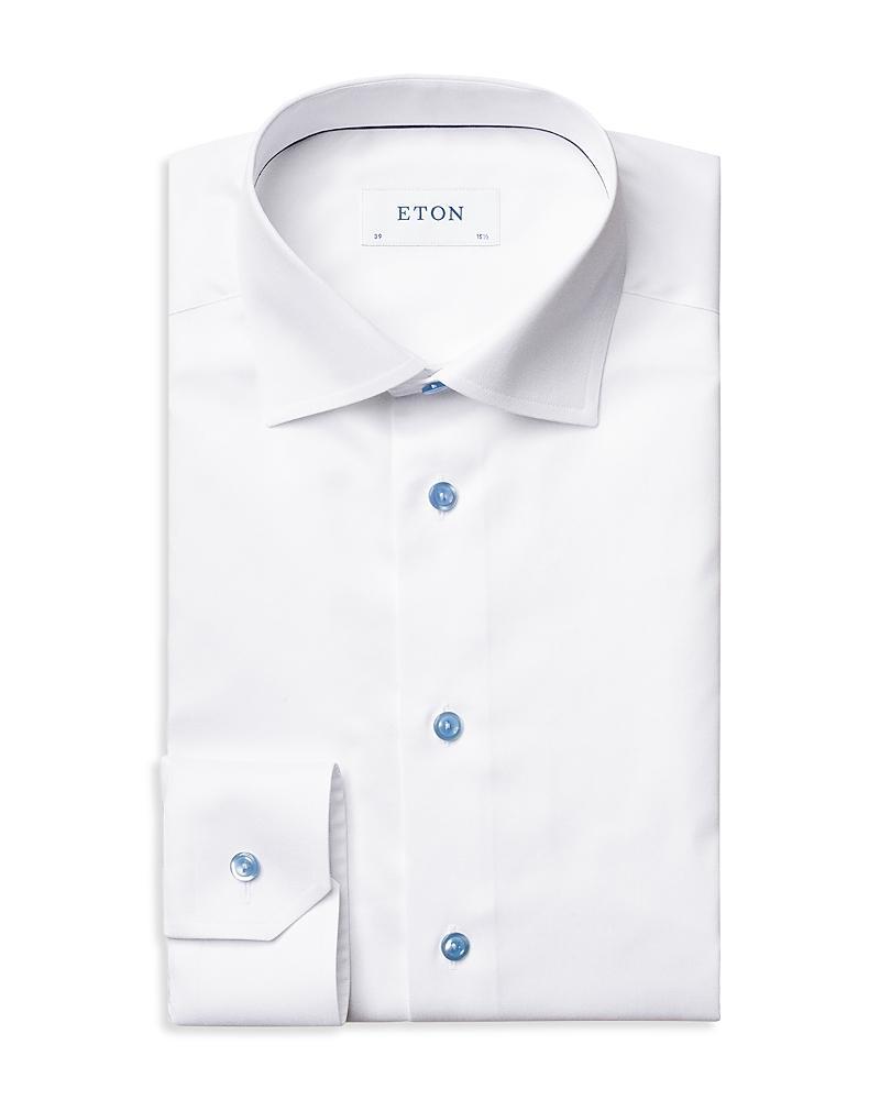 Eton Slim Fit Cotton Twill Dress Shirt with Grey Details Product Image