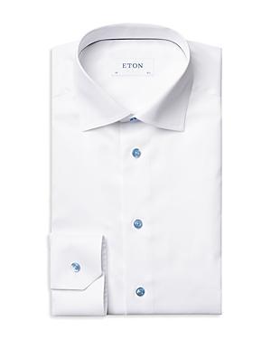 Eton Slim Fit Twill Dress Shirt with Blue Details Product Image