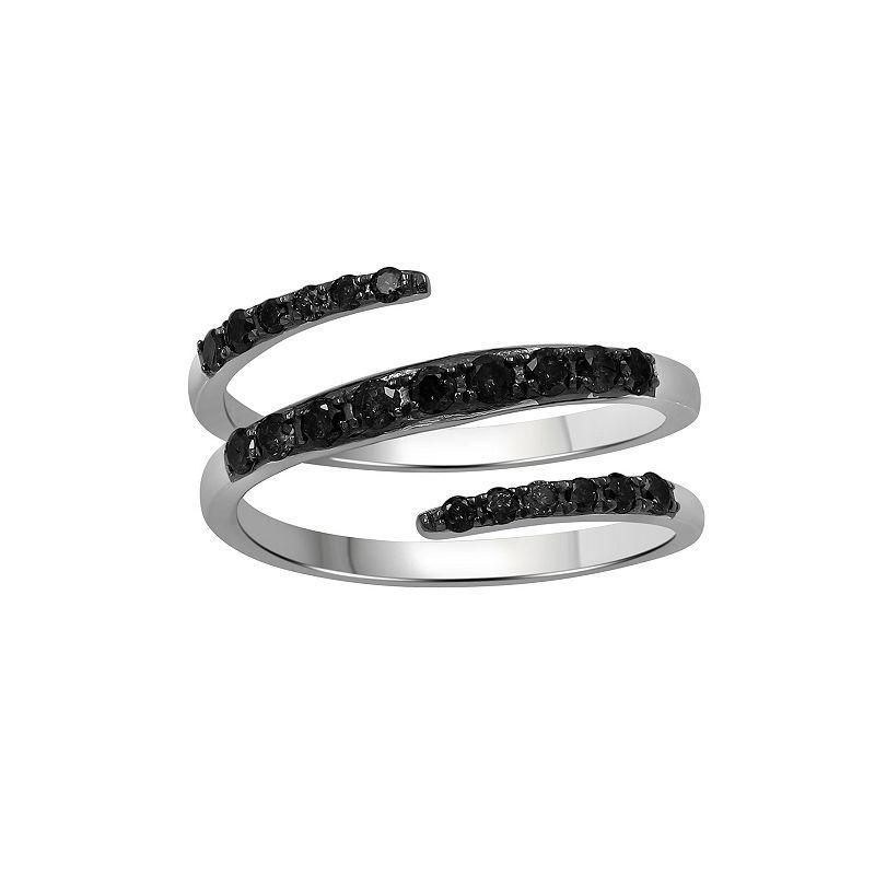 Jewelexcess Sterling Silver 1/2 Carat T.W. Black Diamond Coil Ring, Womens White Product Image