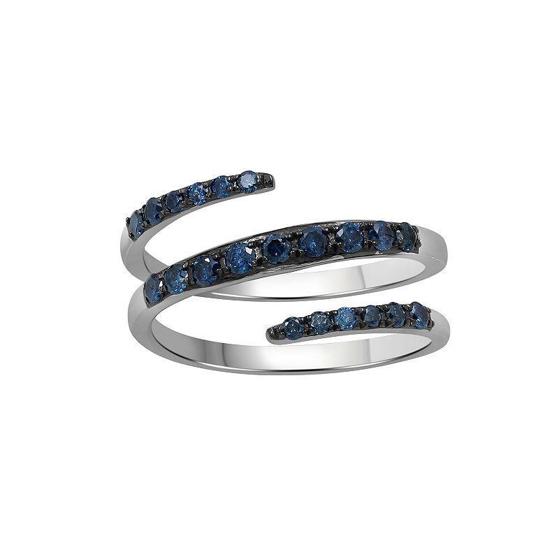 Jewelexcess Sterling Silver 1/2 Carat T.W. Blue Diamond Coil Ring, Womens White Product Image