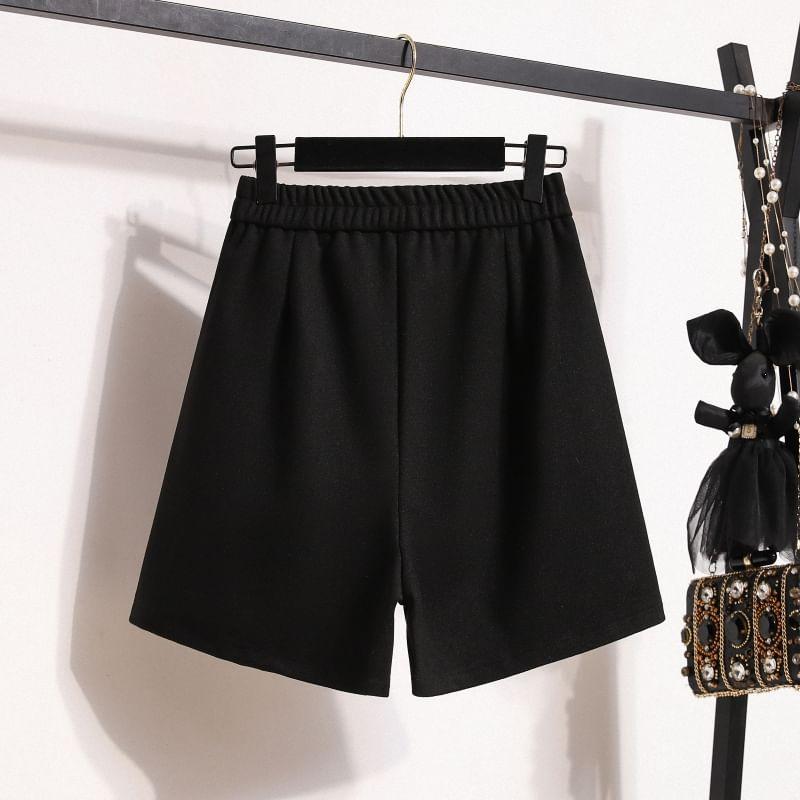 High Waist Plain Asymmetrical Shorts Product Image