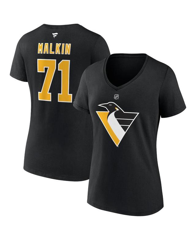 Womens Fanatics Evgeni Malkin Black Pittsburgh Penguins Special Edition 2.0 Name and Number V-Neck T-shirt Product Image