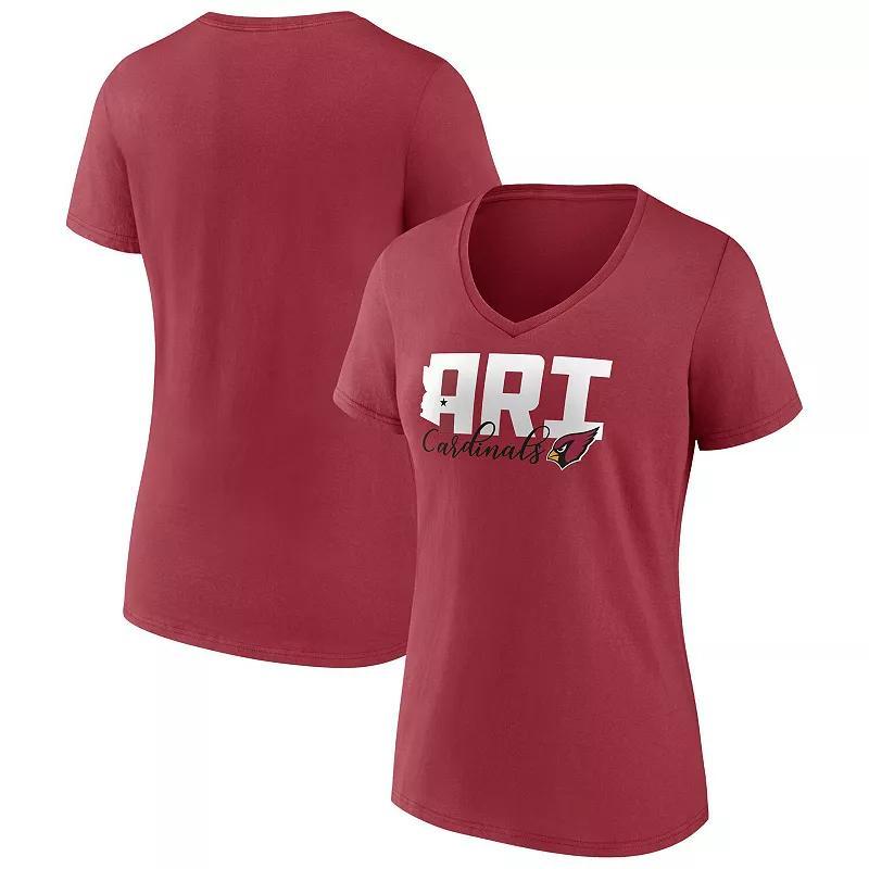 Womens Fanatics Branded Cardinal Arizona Cardinals Back Home Again V-Neck T-Shirt Product Image