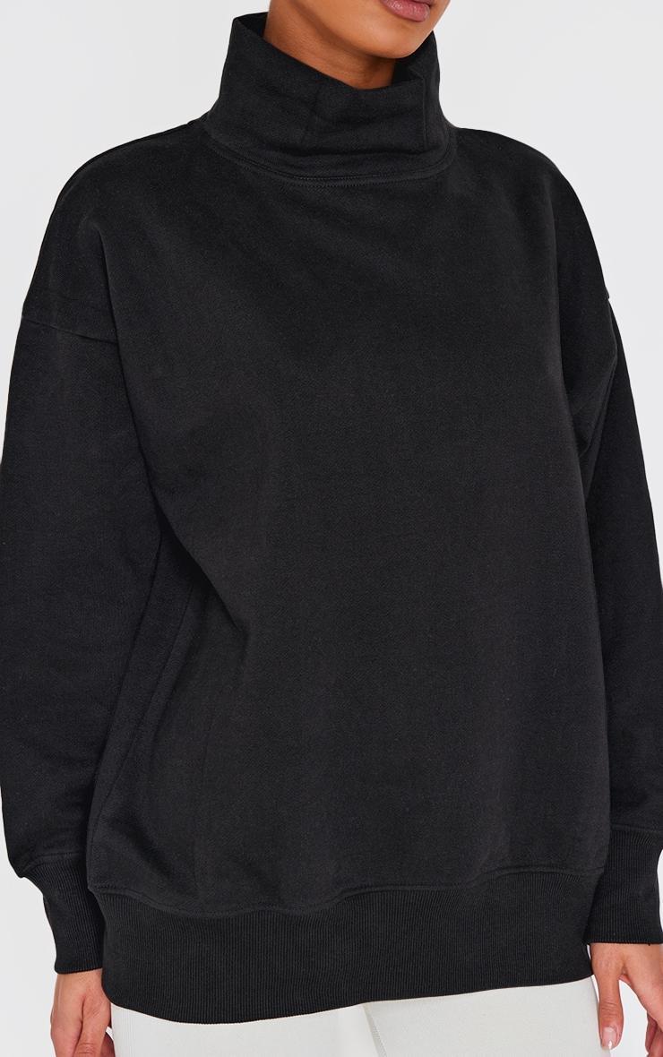 Black Premium Fleeceback Oversized High Neck Sweatshirt Product Image