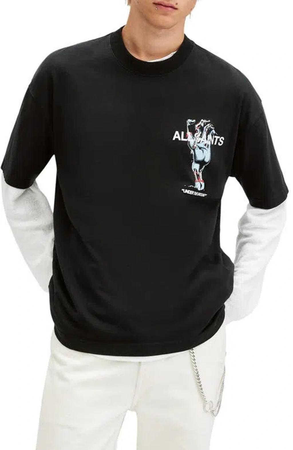 ALLSAINTS Undergang Graphic T-shirt In Washed Black Product Image