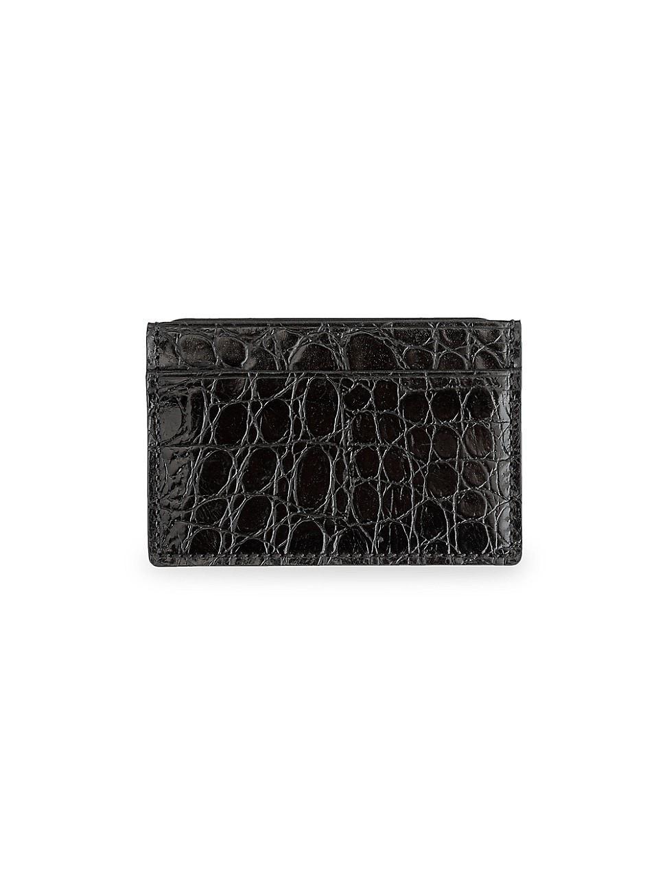 Womens Croc-Embossed Leather Card Case Product Image