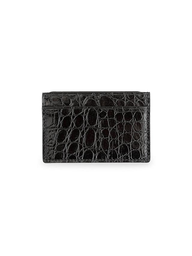 Royce New York Mens Croc Embossed Leather Card Case - Black Product Image