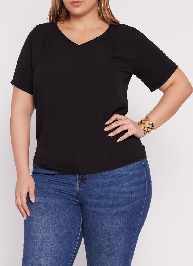 Womens Plus Size V Neck Short Sleeve Tee Product Image