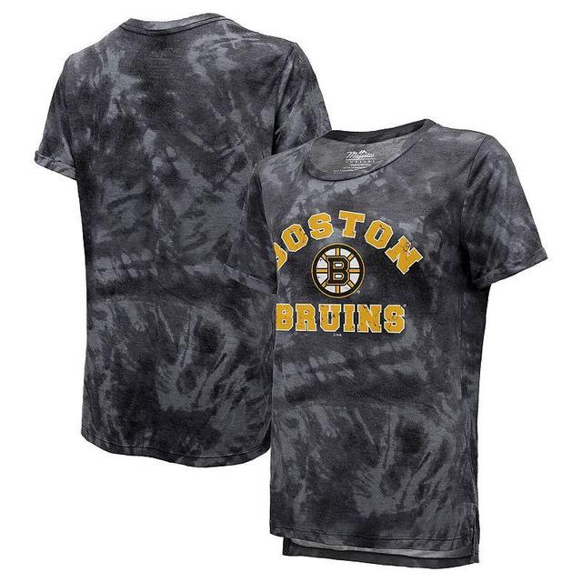 Womens Majestic Threads Boston Bruins Boyfriend Tie-Dye T-Shirt Product Image