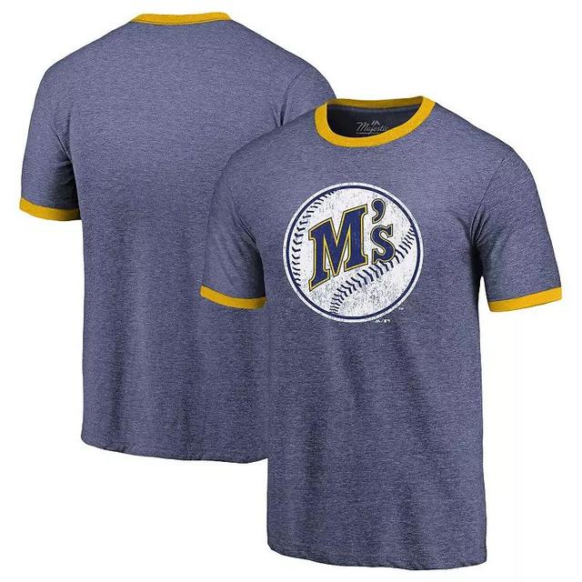 Mens Majestic Threads Royal Seattle Mariners Ringer Tri-Blend T-Shirt Product Image