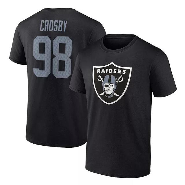 Mens Fanatics Branded Maxx Crosby Black Las Vegas Raiders Player Icon Name & Number T-Shirt Product Image