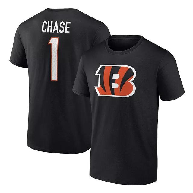 Mens Fanatics JaMarr Chase Black Cincinnati Bengals Player Icon Name and Number T-shirt Product Image