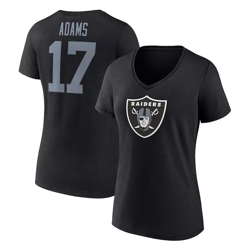 Womens Fanatics Branded Davante Adams Black Las Vegas Raiders Player Icon Name & Number V-Neck T-Shirt Product Image