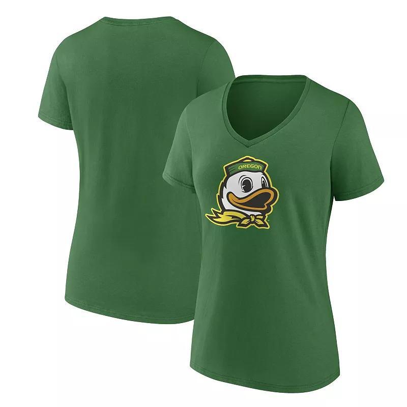 Womens Fanatics Oregon Ducks Evergreen Logo V-Neck T-Shirt Product Image