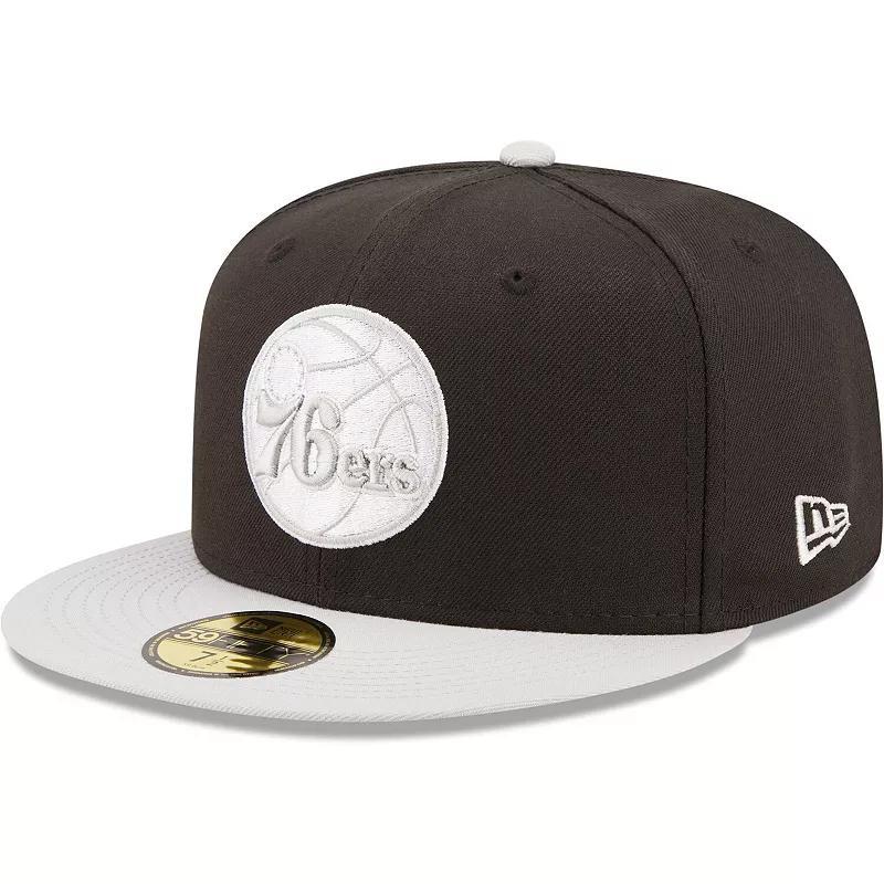 Mens New Era Black/Gray Philadelphia 76ers Two-Tone Color Pack 59FIFTY Fitted Hat Product Image