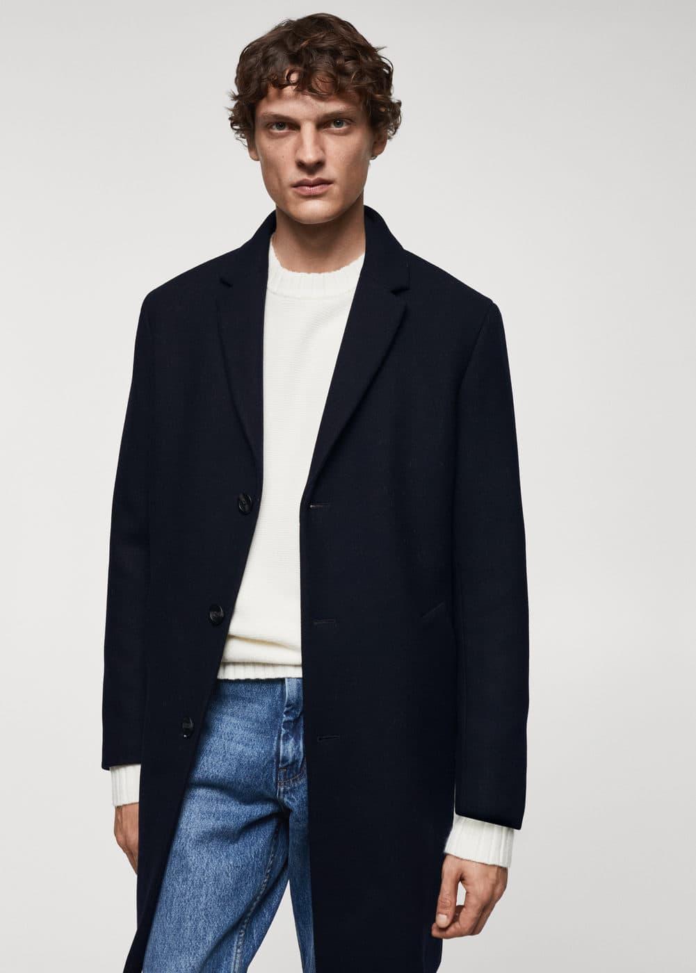 MANGO MAN - Wool coat with detachable collar dark navyMen Product Image