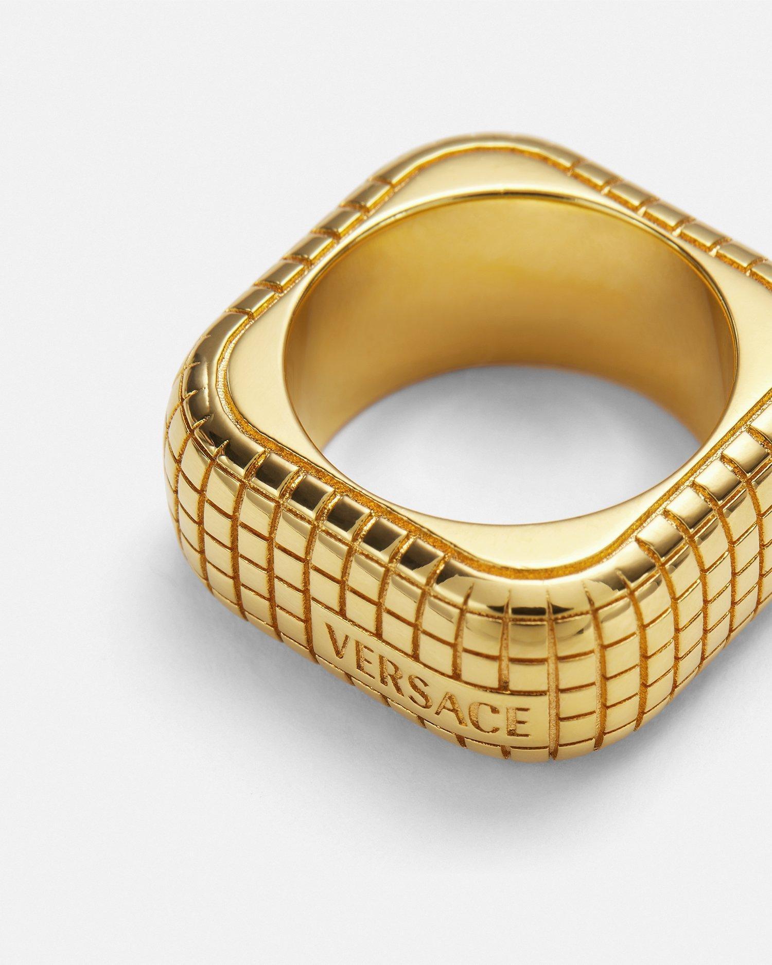 VERSACE Gold Plated Dylos Logo-engraved Ring Product Image