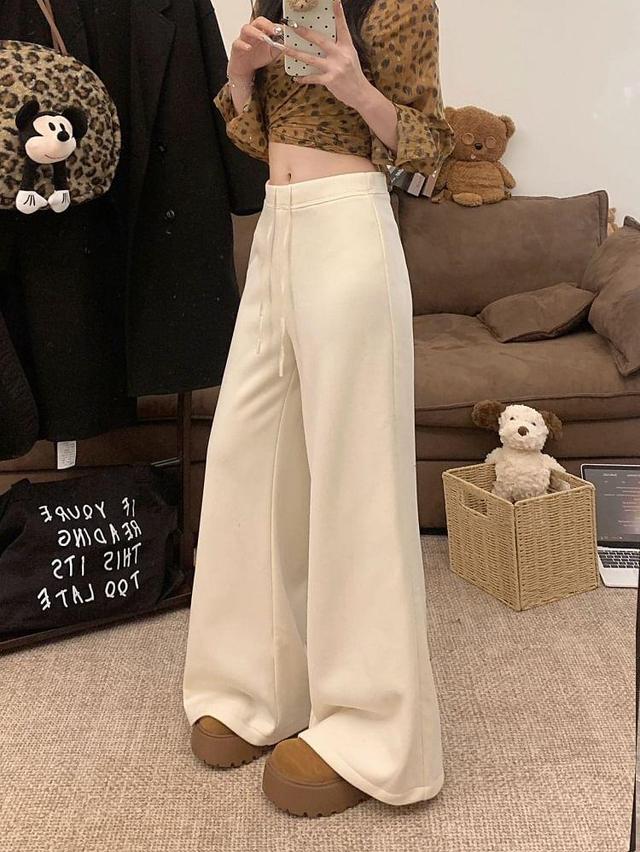 Low Waist Plain Wide Leg Pants Product Image