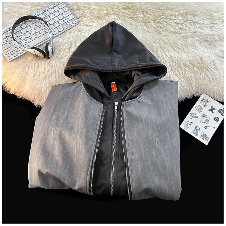 Patterned Hooded Zip Jacket Product Image