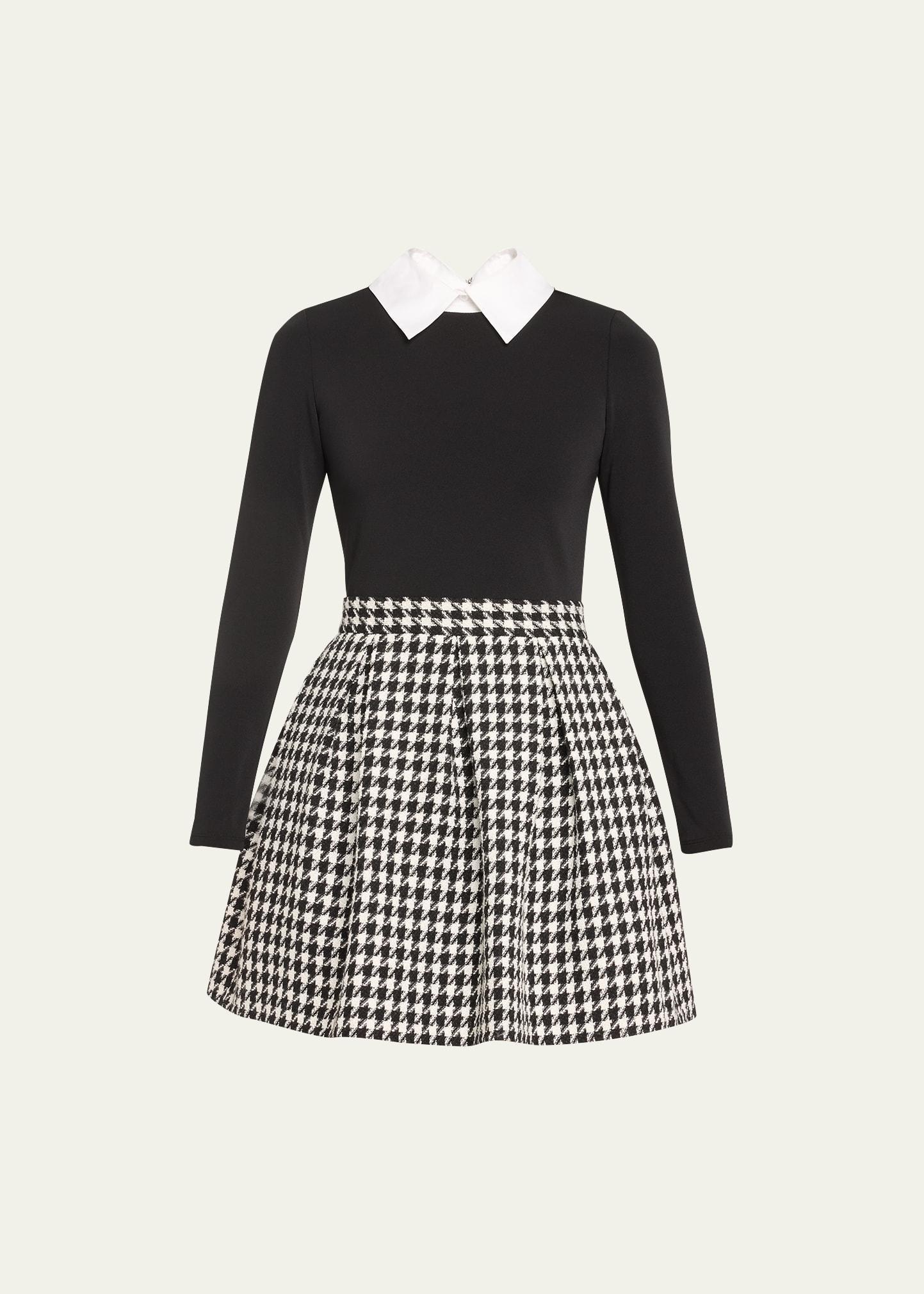 Chara Long-Sleeve Pleated Mini Dress with Collar Product Image