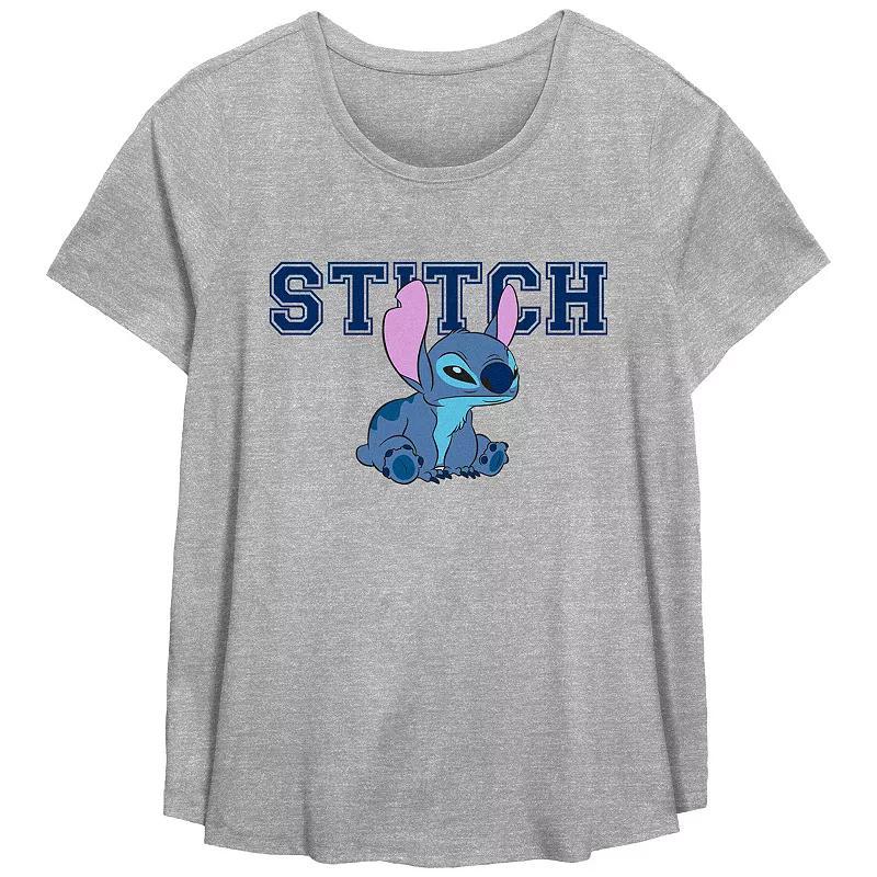 Disneys Lilo & Stitch Angry Sitting Stitch Womens Plus Graphic Tee, Girls Grey Gray Product Image