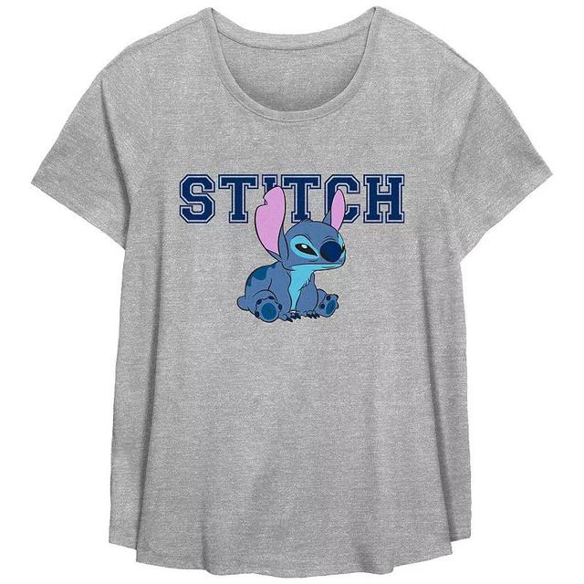 Disneys Lilo & Stitch Angry Sitting Stitch Womens Plus Graphic Tee, Girls Grey Gray Product Image