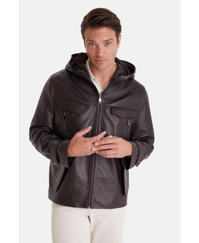 Mens Leather Jacket Brown Product Image