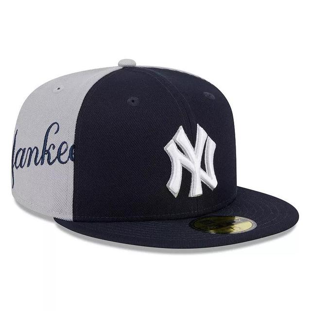 Mens New Era /Gray New York Yankees Gameday Sideswipe 59FIFTY Fitted Hat Blue Product Image