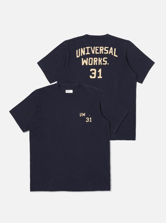 Universal Works Print Tee in Navy Single Jersey UW31 Product Image