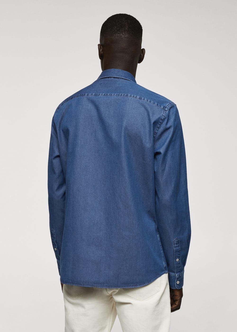 Mango Mens Regular-Fit Cotton Chambray Shirt Product Image