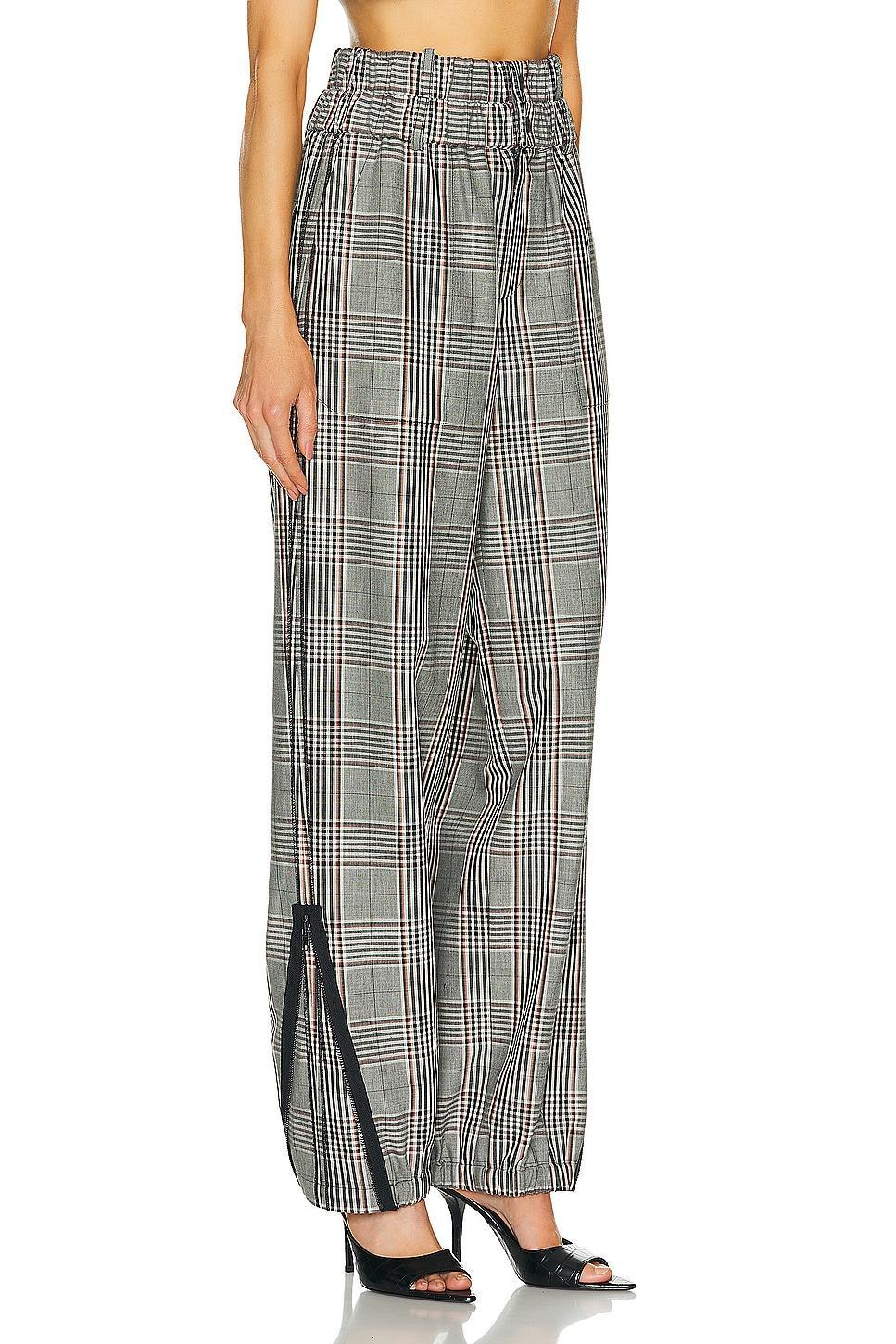 Monse Plaid Double Waistband Zipper Detailed Pant Black. (also in 0, 8). Product Image