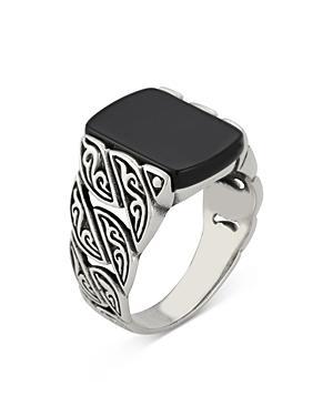 Milanesi And Co Mens Sterling Silver Onyx Squared Filigree Signet Ring Product Image