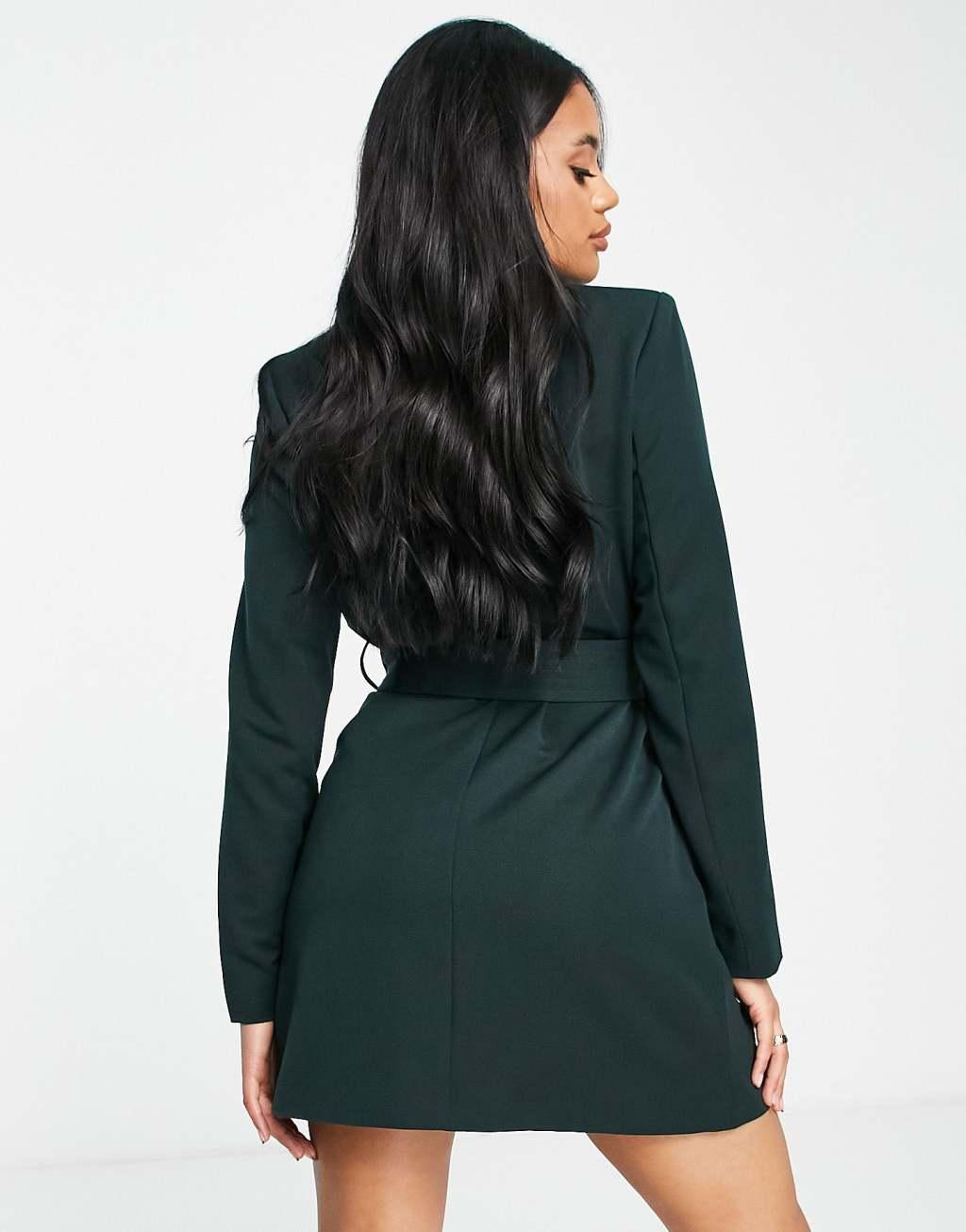 4th & reckless mini blazer dress in dark green Product Image