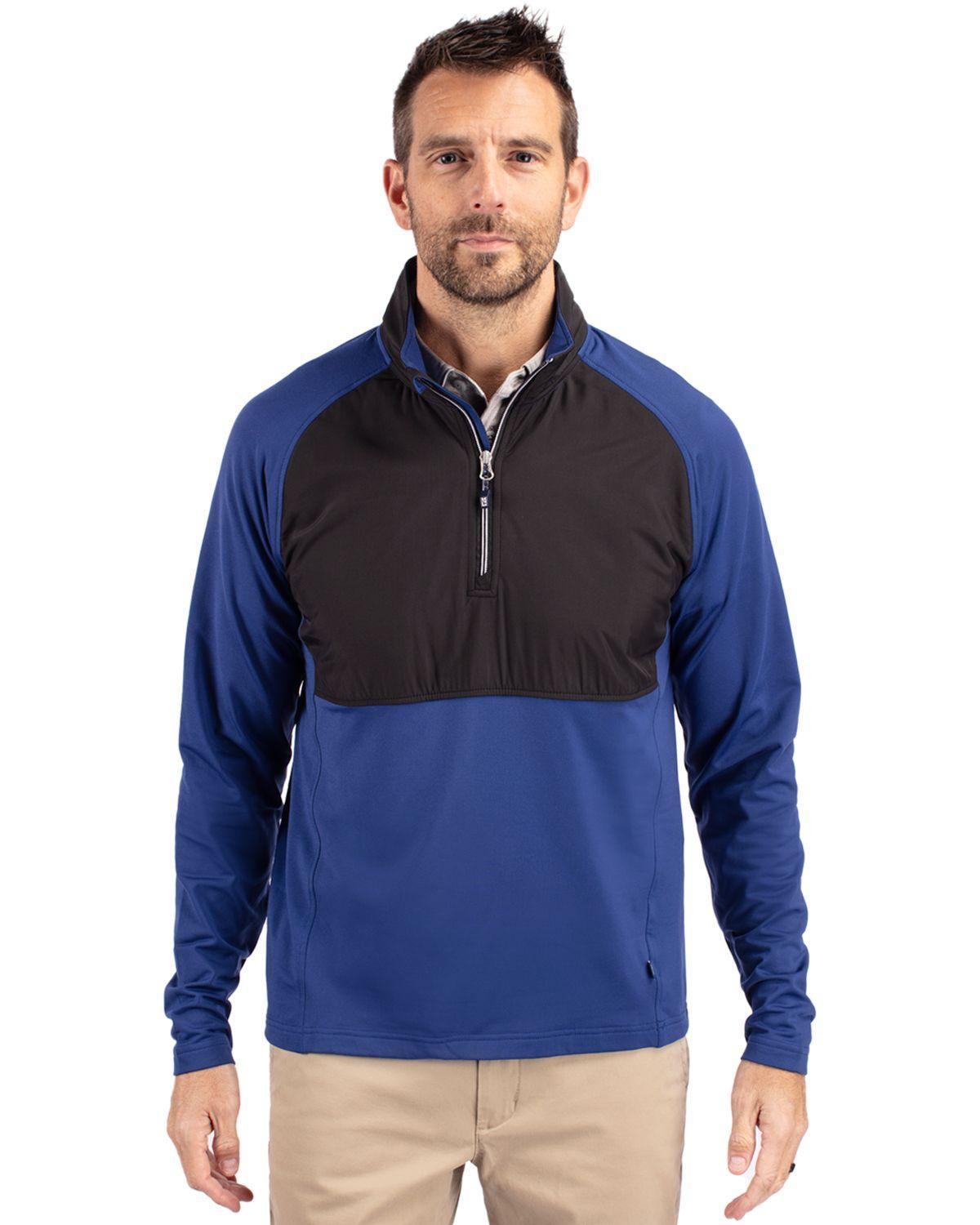 Cutter & Buck Mens Adapt Eco Knit Hybrid Recycled Quarter Zip Jacket Product Image