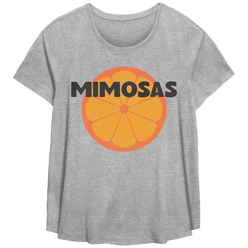 Plus Size Mimosas Scoop Hem Flow Graphic Tee, Womens Grey Gray Product Image