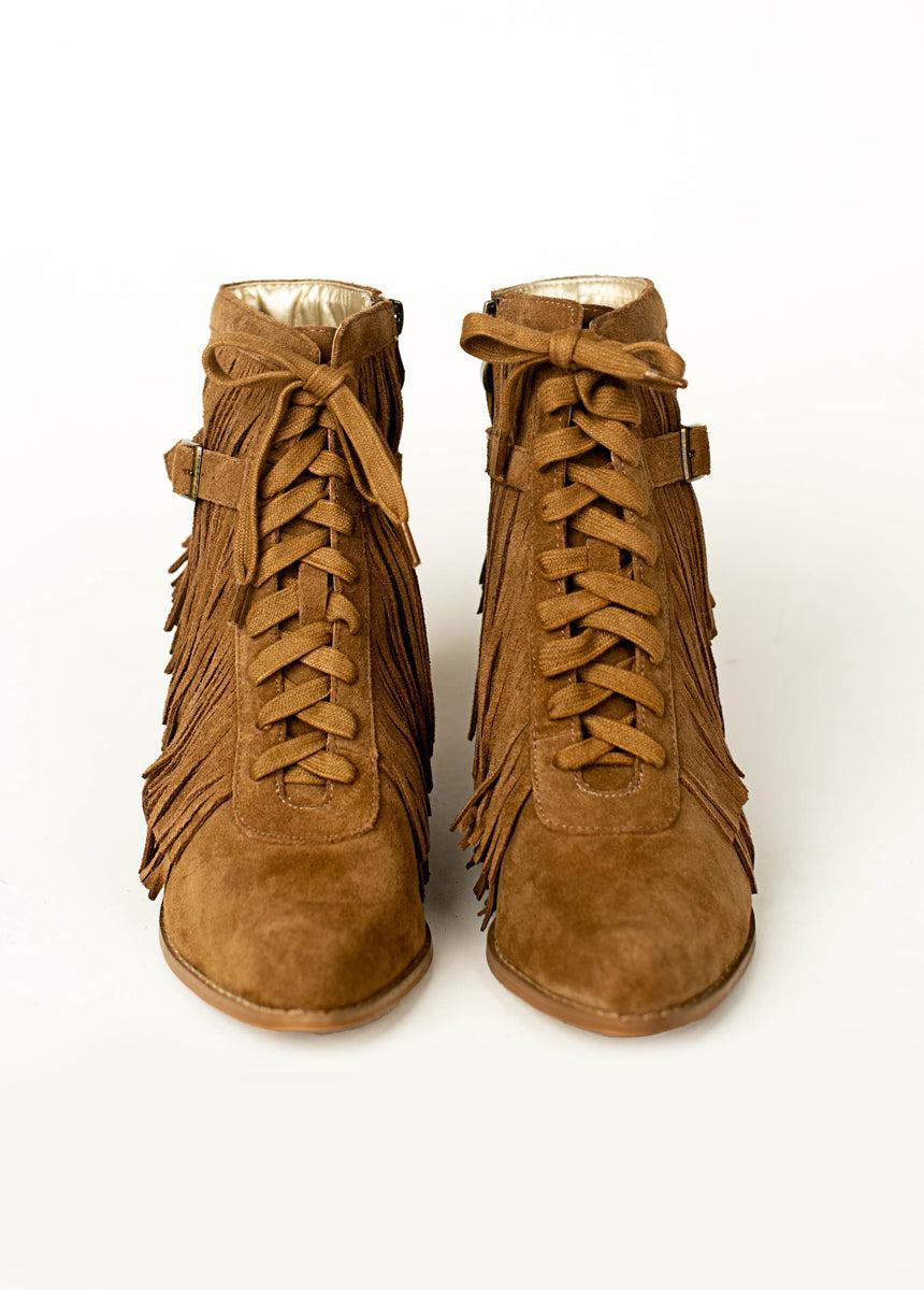 Nika Leather Fringe Boot in Pecan Product Image