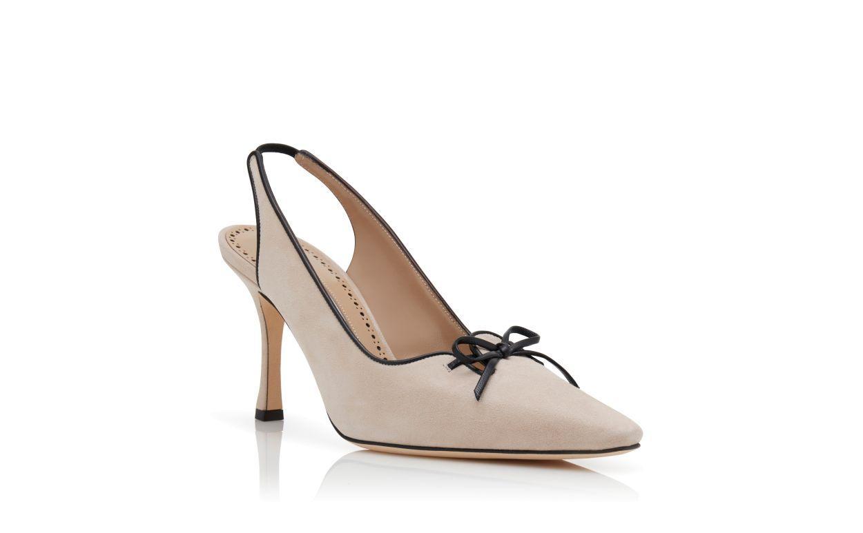 FARID Light Beige Suede Slingback Pumps Product Image