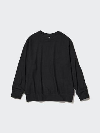 Womens Soft Knitted Fleece Crew Neck Long-Sleeve T-Shirt Black XS UNIQLO US Product Image