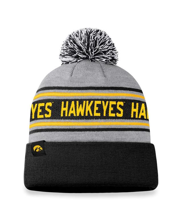 Mens Top of the World Heather Gray Iowa Hawkeyes Frigid Cuffed Knit Hat with Pom Product Image