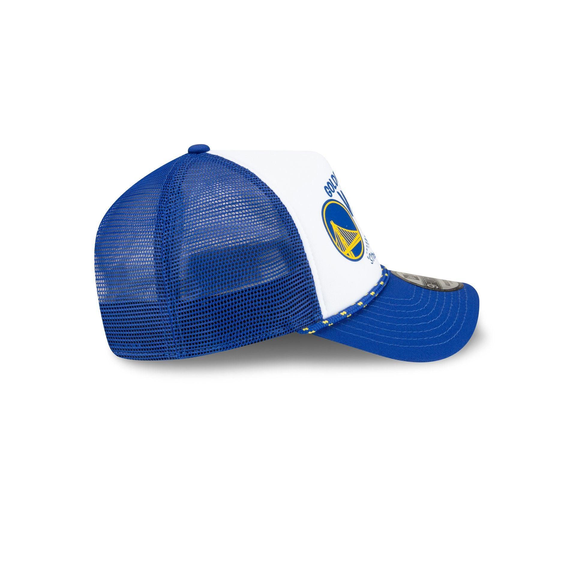 Golden State Warriors 2024 Rally Drive White 9FORTY A-Frame Trucker Hat Male Product Image