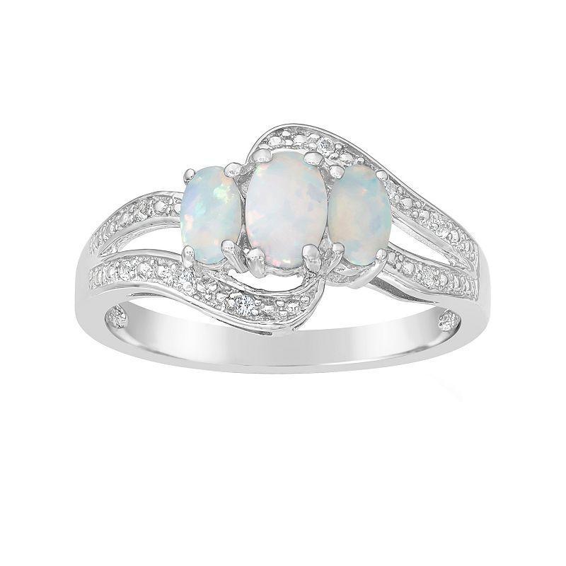 Gemminded Sterling Silver Lab-Created Opal & Lab-Created White Sapphire Ring, Womens Product Image