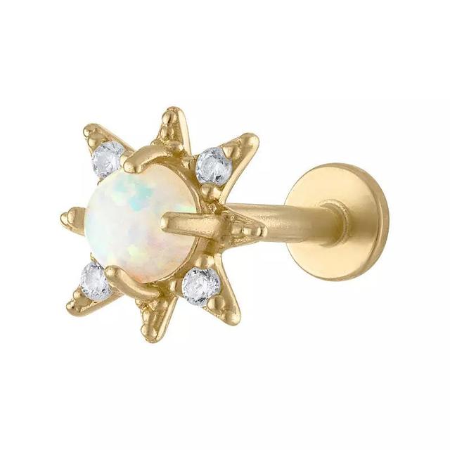 Amella Jewels 14k Gold Cubic Zirconia and Opal Star Internally Threaded Cartilage Earring, Womens Product Image