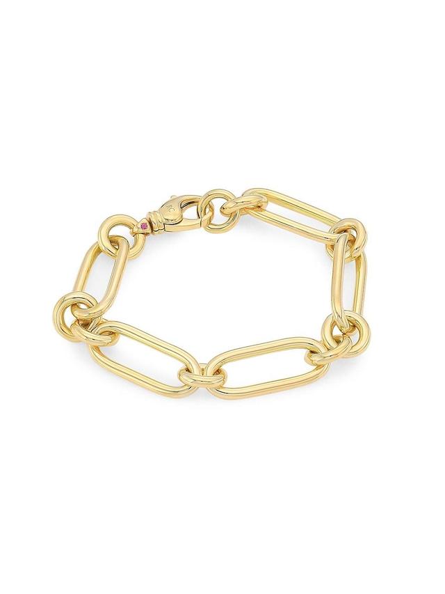 Womens Classic Oro 18K Yellow Gold Mixed-Link Bracelet Product Image