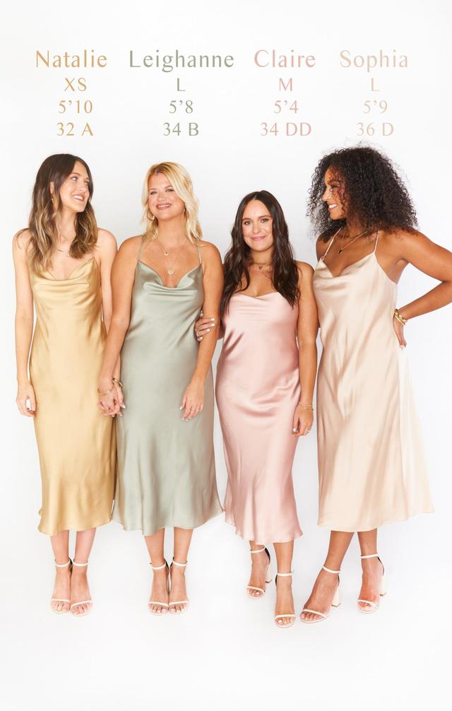 Verona Cowl Dress ~ True Gold Luxe Satin Product Image