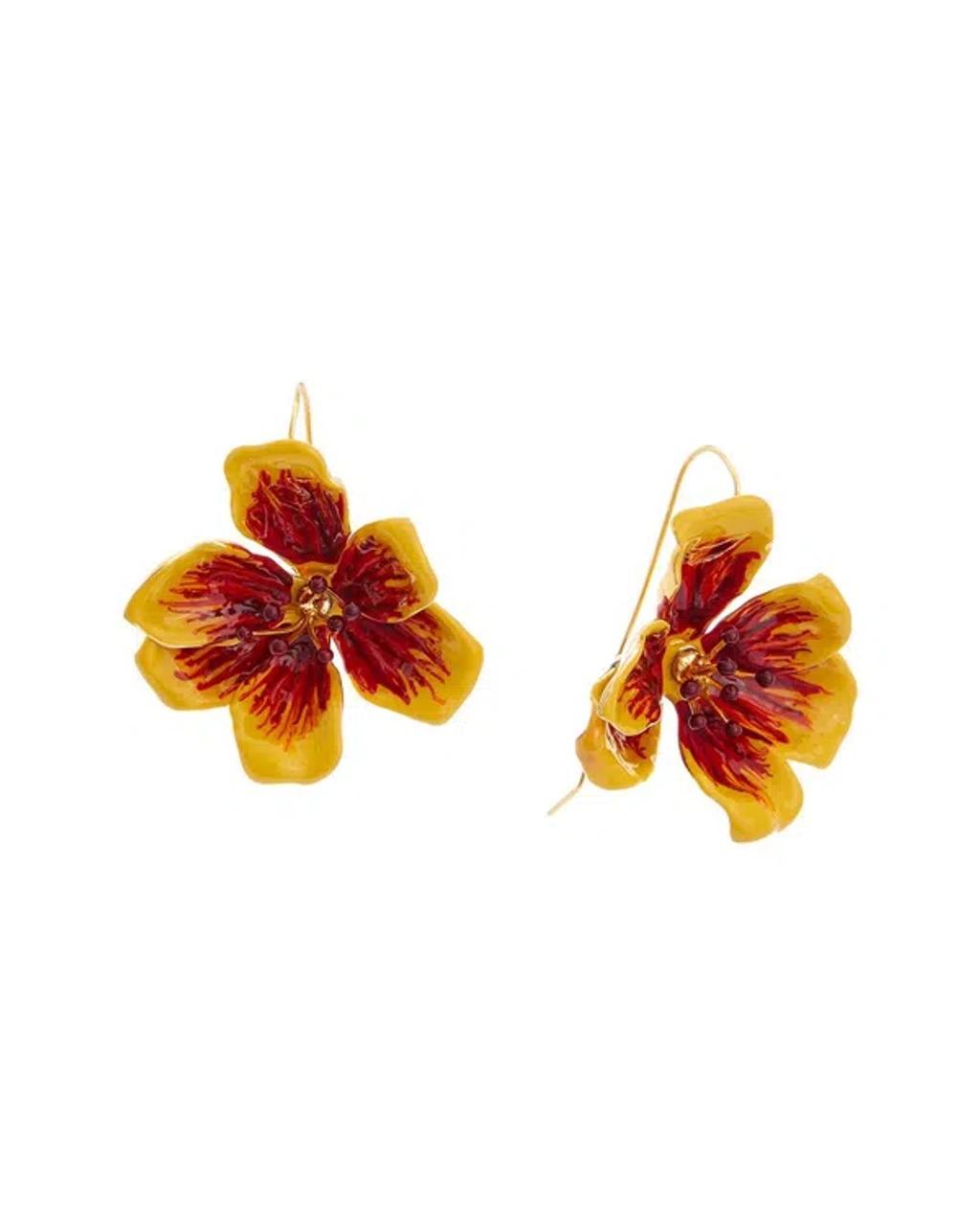 Broken Tulip Enameled Earrings In Yellow Gold Product Image