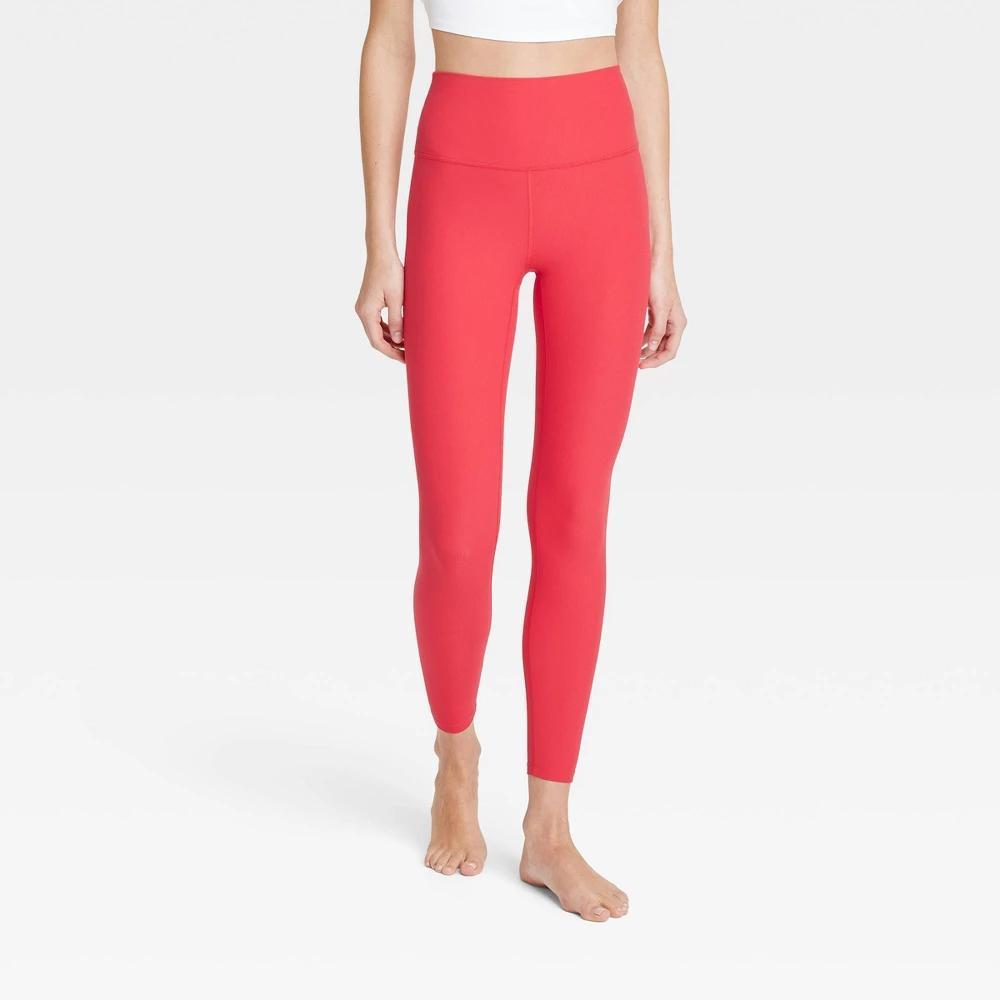 Womens Everyday Soft High-Rise Rib 7/8 Leggings - All In Motion Red XS Product Image