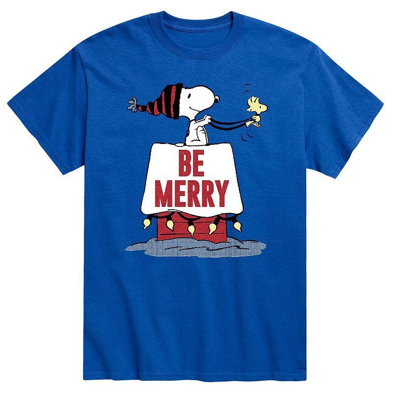 Mens Peanuts Snoopy Be Merry Tee Blue Product Image