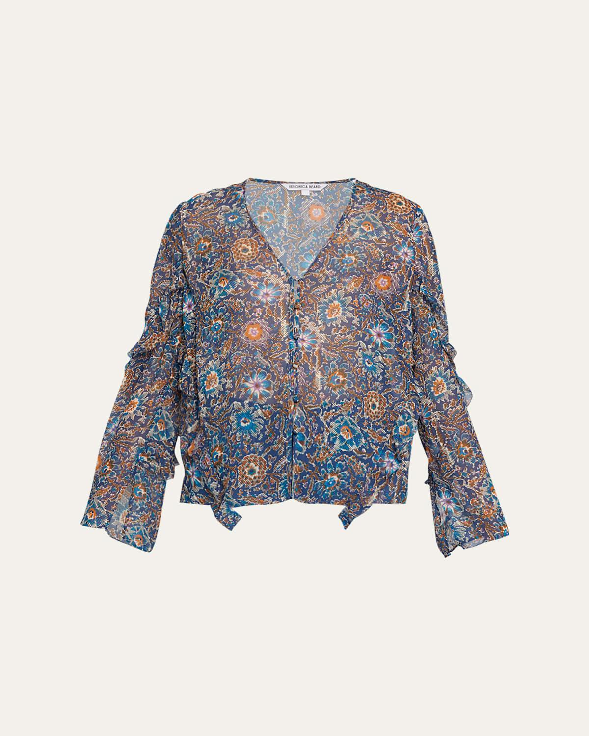 Veronica Beard Blanchett Floral Silk Top Product Image